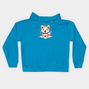 Pixel dog with sparkles Kids Hoodie